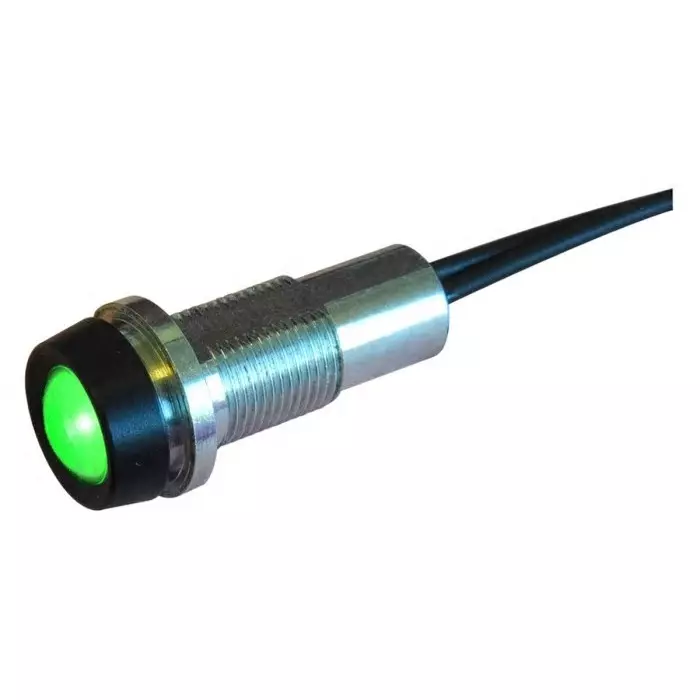 Oxley Green Panel Mount Indicator, 10.2 mm Mounting Hole Size, IP68, STR/LH10/24/FL30/H/GN