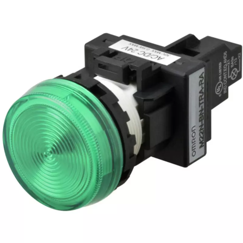 Omron Screw Terminal Indicator Light Round Body Φ22 mm Green, M22N-BN-TGA-GA