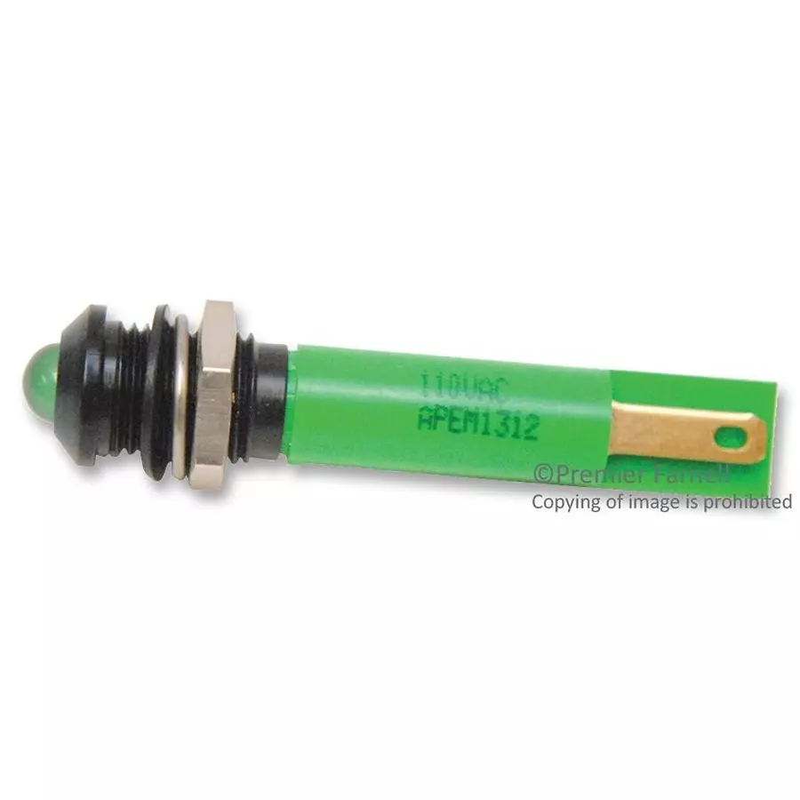 APEM PANEL MOUNT INDICATOR, LED, 8MM, GREEN, 2.2V, Q8P1BXXG110E