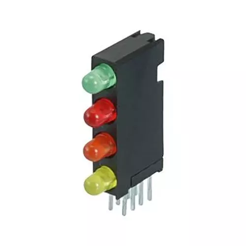 DIALIGHT CKT BOARD INDICATOR, R/G/O/Y, 3MM, TH, 568-0102-173F