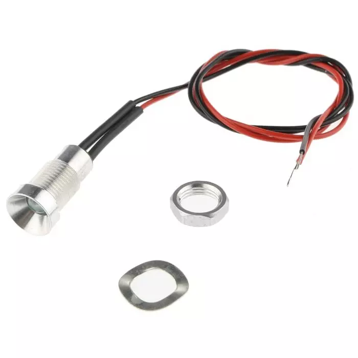 Oxley Yellow Panel Mount Indicator, 8 mm Mounting Hole Size, Lead Wires Termination, IP67, OXL/CLH/80/12AC/FL30/Yellow