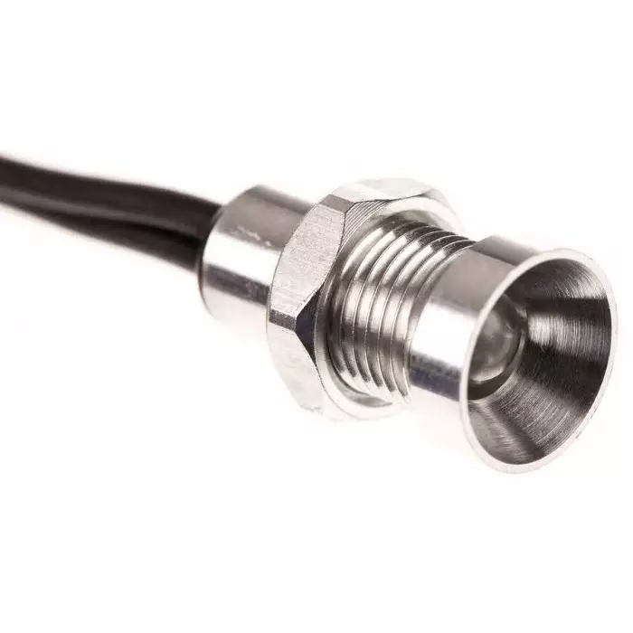 Oxley White Panel Mount Indicator, 8 mm Mounting Hole Size, Lead Wires Termination, IP67, OXL/CLH/80/12AC/FL30/White