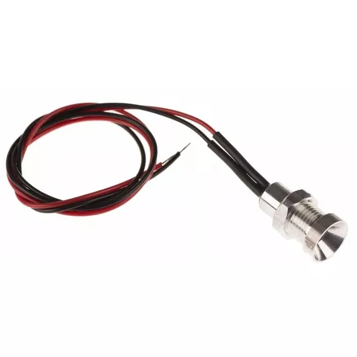 Oxley White Panel Mount Indicator, 8 mm Mounting Hole Size, Lead Wires Termination, IP67, OXL/CLH/80/12AC/FL30/White