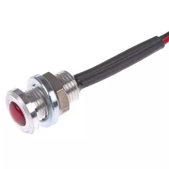 Oxley Red Panel Mount Indicator, 1.9V dc, 6.4 mm Mounting Hole Size, Lead Wires Termination, IP66, OXL/CLH/63/FL30/AL