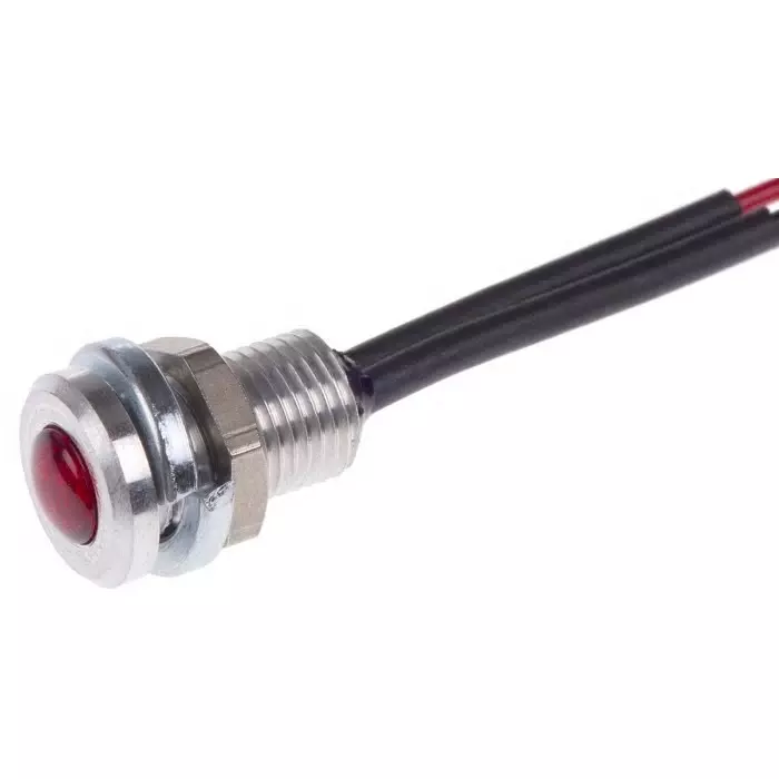 Oxley Red Panel Mount Indicator, 1.9V dc, 6.4 mm Mounting Hole Size, Lead Wires Termination, IP66, OXL/CLH/63/FL30/AL