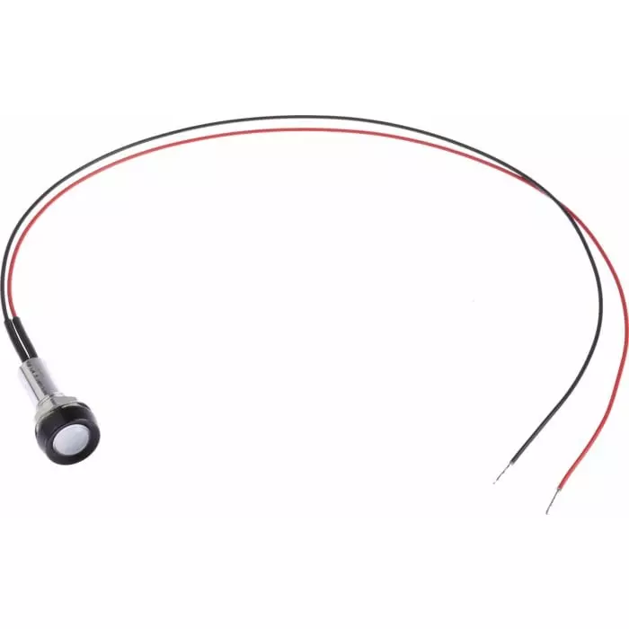 Oxley Red Panel Mount Indicator, 1.9V dc, 8 mm Mounting Hole Size, Lead Wires Termination, IP68, STR/LH/8/FL30/AlGaAs