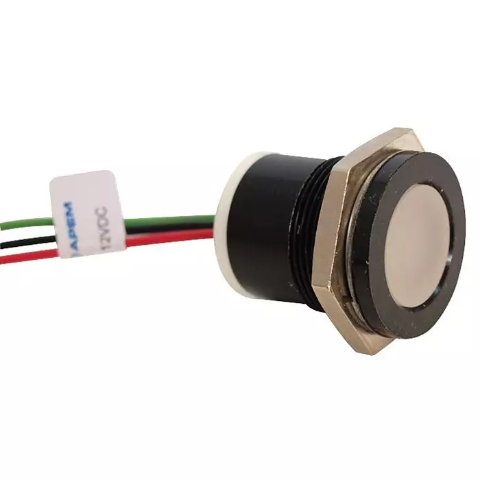 APEM INDIC FLUSH BLACK TRI COL 12VDC,IP67, Q22F7BZZRYG12E