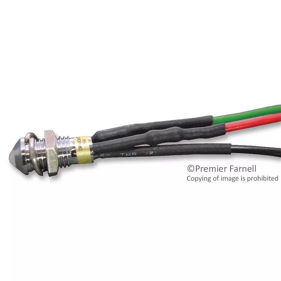 DIALIGHT INDICATOR, LED PANEL MOUNT, RED/GREEN, 6V, 606-1415-120F.