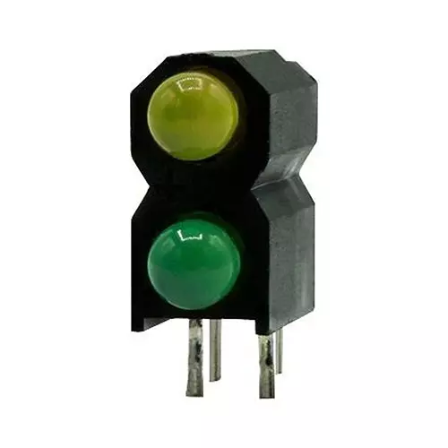 DIALIGHT CKT BOARD INDICATOR, G/Y, 19/12.6MCD, TH, 553-0132-300F