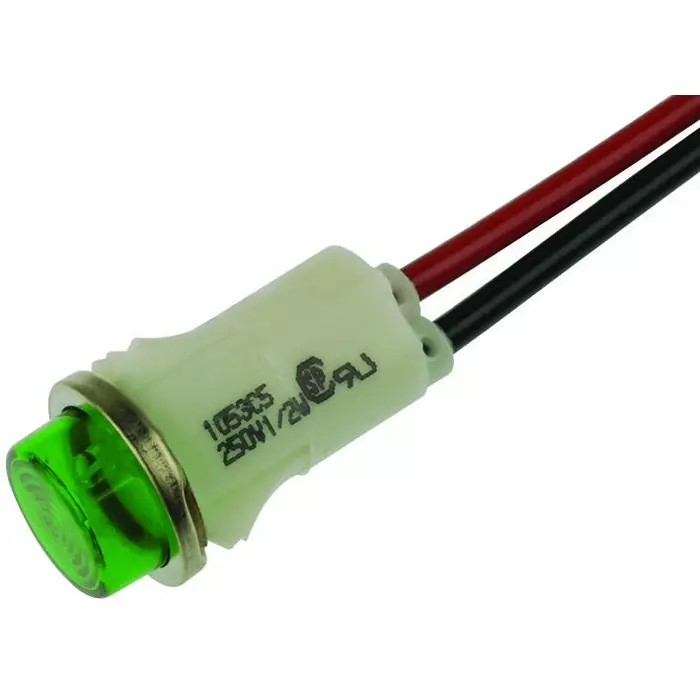VCC LAMP, INDICATOR, NEON, GREEN, 250V, 1053C5