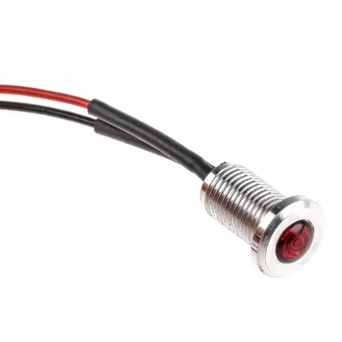 Oxley Red Panel Mount Indicator, 12V ac, 6.4 mm Mounting Hole Size, Lead Wires Termination, IP66, OXL/CLH/63/12AC/FL30/AL