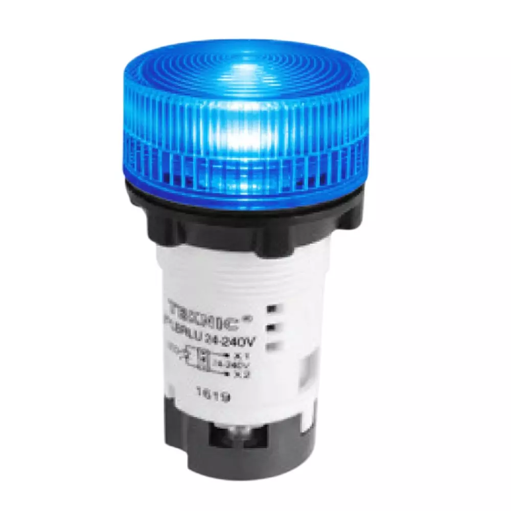Teknic Economy Pilot Light with Integral LED 277 V AC 22.5 mm Hole Diameter Blue Lens, 3PLBR6L