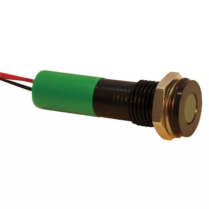 APEM INDIC FLUSH BLACK GRN 24VDC,IP67, Q8F3BXXG24E