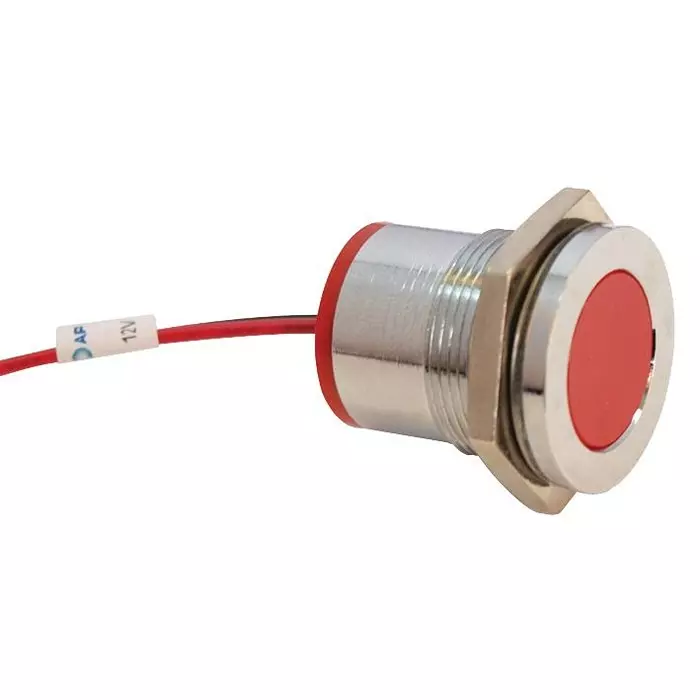 APEM INDIC FLUSH CHROME RED 12VDC,IP67, Q22F7CXXR12E