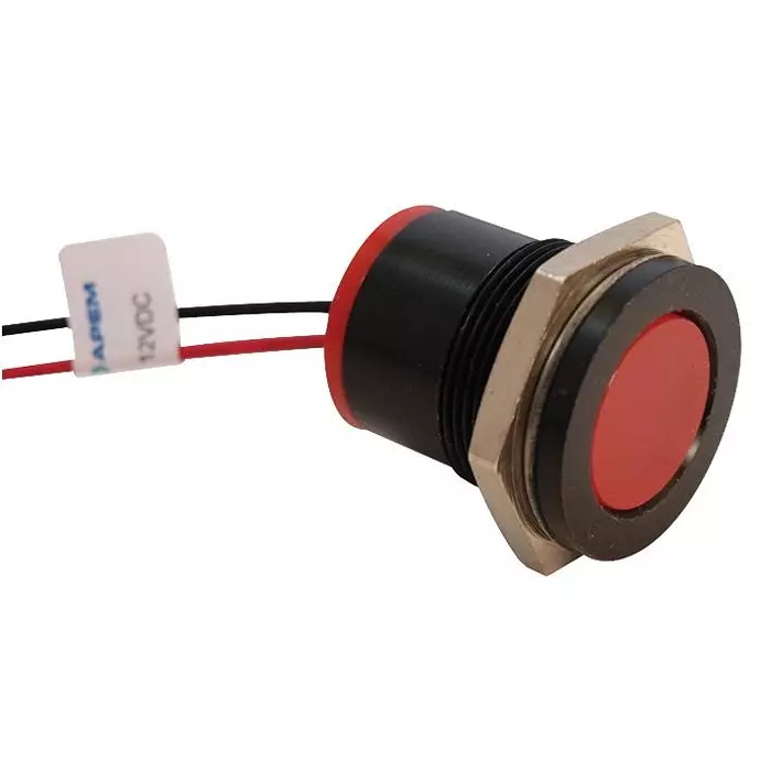 APEM INDIC FLUSH BLACK RED 24VDC,IP67, Q22F7BXXR24E