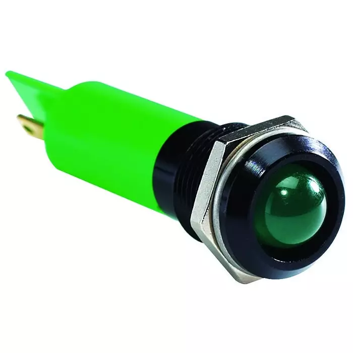 APEM PANEL MOUNT INDICATOR, LED, 12MM, GREEN, 2.2V, Q12P1BXXG110E