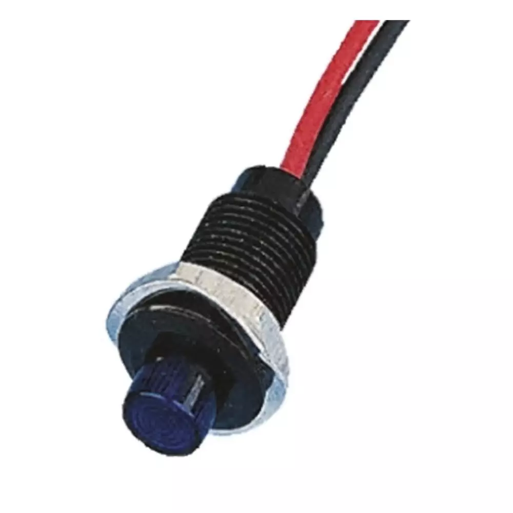 Oxley Blue Indicator, 12V ac, 10.2 mm Mounting Hole Size, Lead Wires Termination, OXL/CLH/100/P/12AC/FL30/BE