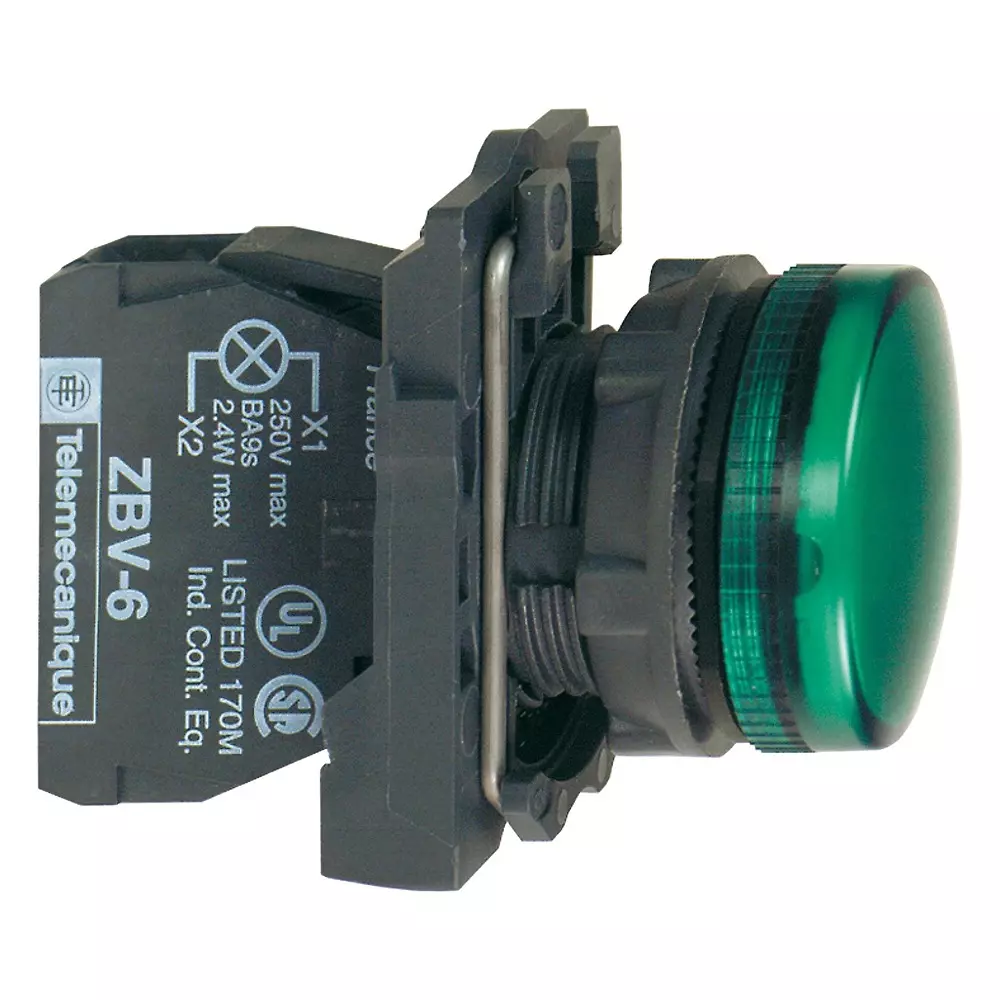 SCHNEIDER ELECTRIC Panel Indicator, Green, 120Vac, 22Mm, Xb5Avg3