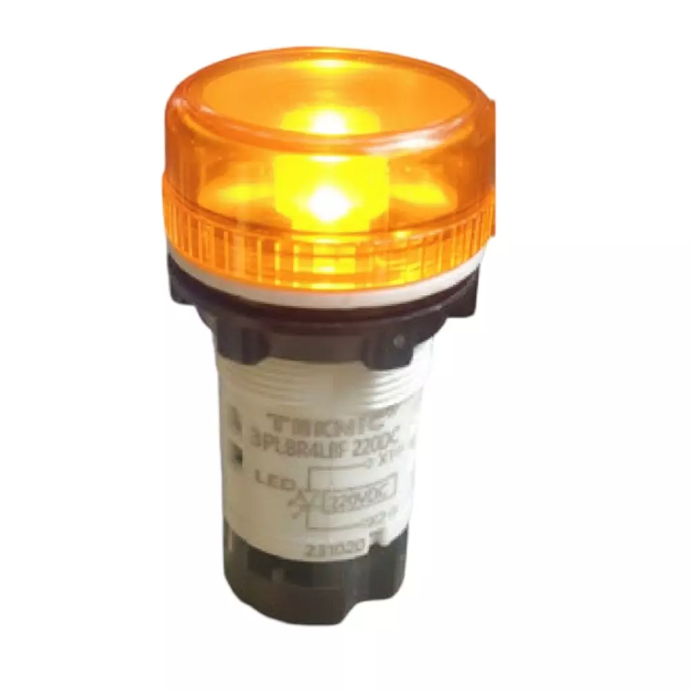 Teknic Economy Pilot Light Integral LED with Built in Fuse 6 V DC 22.5 mm Hole Diameter Amber Lens, 3PLBR5LBF