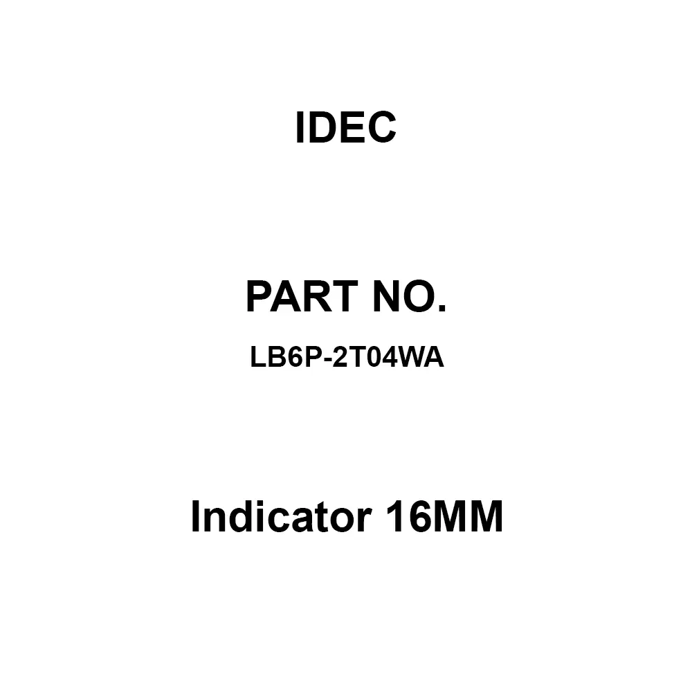 IDEC Indicator 16MM 18.2 mm Amber, LB6P-2T04WA