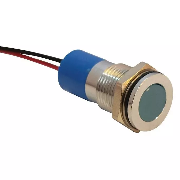 APEM INDIC FLUSH CHROME BLUE 12VDC,IP67, Q14F3CXXB12E