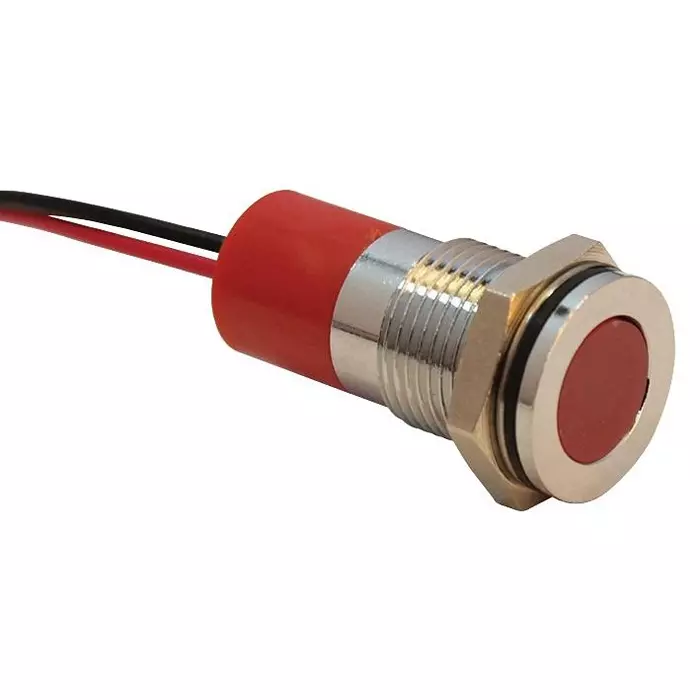 APEM INDIC FLUSH CHROME RED 24VDC,IP67, Q14F3CXXR24E
