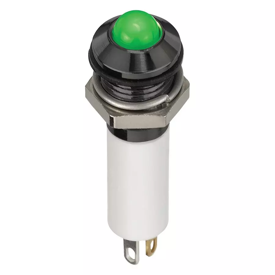 APEM LED IND, 8MM PROM, BLACK, 12V TRI,IP67, Q8P1BZZRYG12E