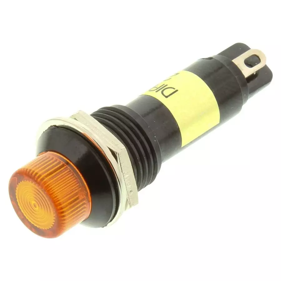 DIALIGHT PANEL MOUNT INDICATOR, LED, 12MM, YELLOW, 24V, 612-3332-140F
