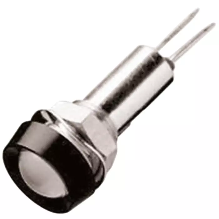 Oxley White Panel Mount Indicator, 8 mm Mounting Hole Size, Lead Wires Termination, STR/LH/8/FL30/WE