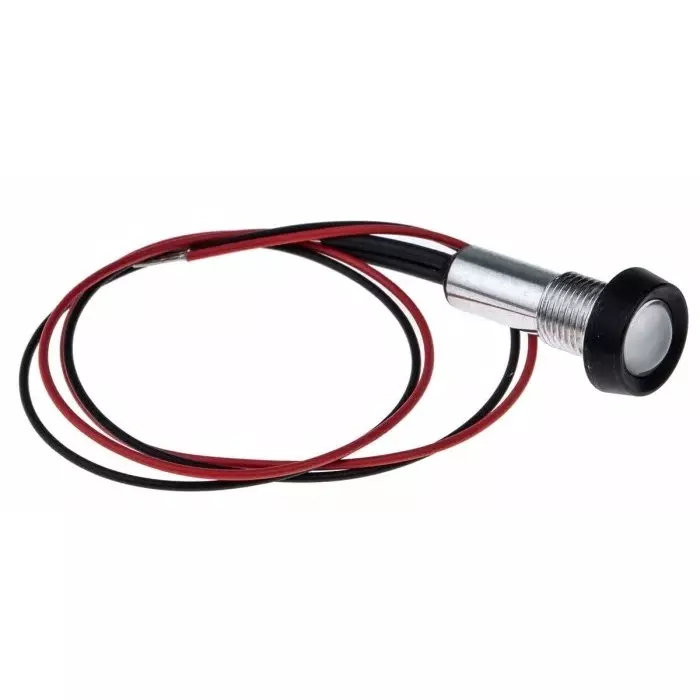 Oxley Green Panel Mount Indicator, 3.6V, 8 mm Mounting Hole Size, Lead Wires Termination, IP68, STR/LH/8/FL30/GN