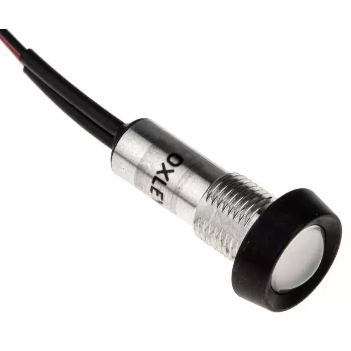 Oxley Green Panel Mount Indicator, 3.6V, 8 mm Mounting Hole Size, Lead Wires Termination, IP68, STR/LH/8/FL30/GN