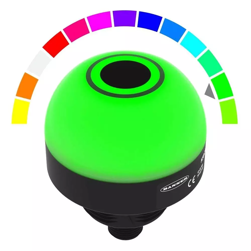 BANNER ENGINEERING Indicator, Green, Red, Yellow, 30Vdc, K50Psaf1000Gry3Q.