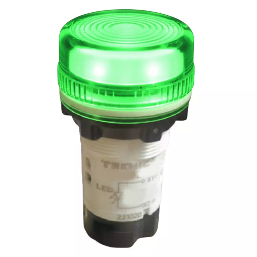 Teknic Economy Pilot Light Integral LED with Built in Fuse 12 V DC 22.5 mm Hole Diameter Green LED, 3PLBR3LBF 12 V DC