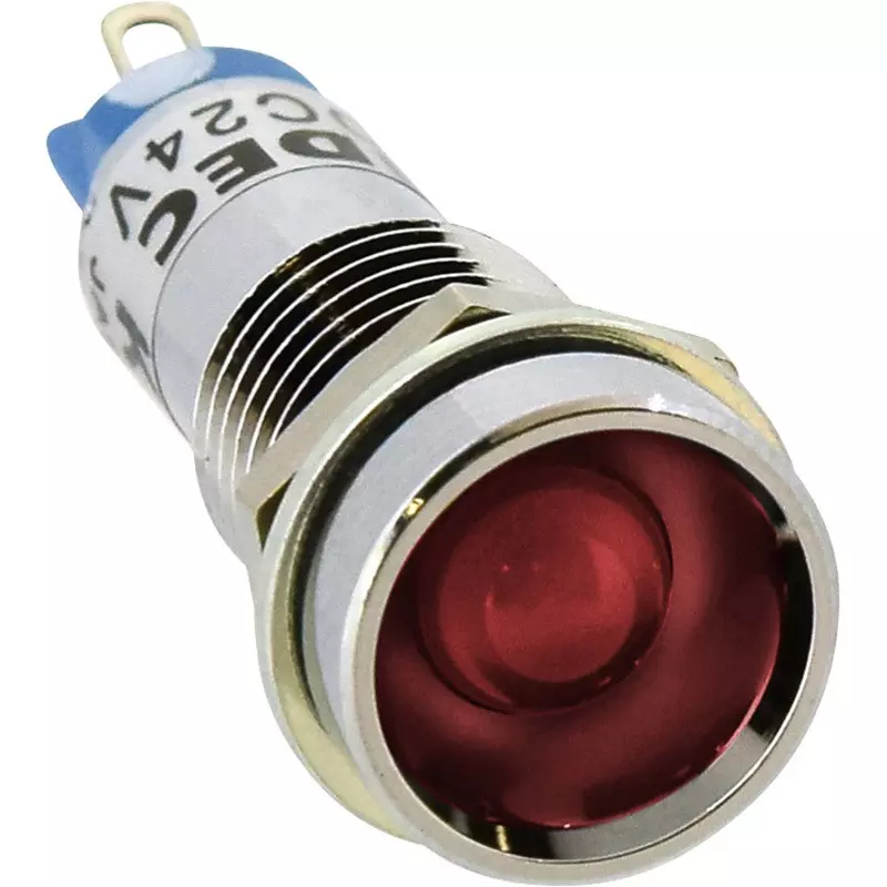 IDEC Up Series Led Type Small Indicator Light (Round Flat Type Built-In Resistor) 10 Mm Mounting Hole Diameter, Up1P-2417R