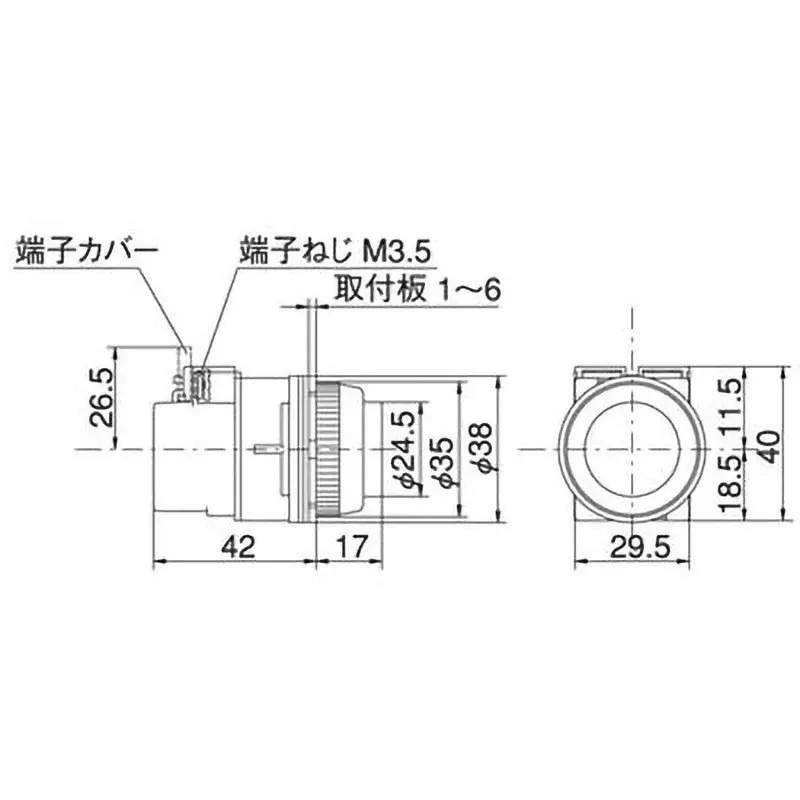MARUYASU DENGYO Pilot Light 200/220 V Rated Voltage Round White, A30ILTF200W