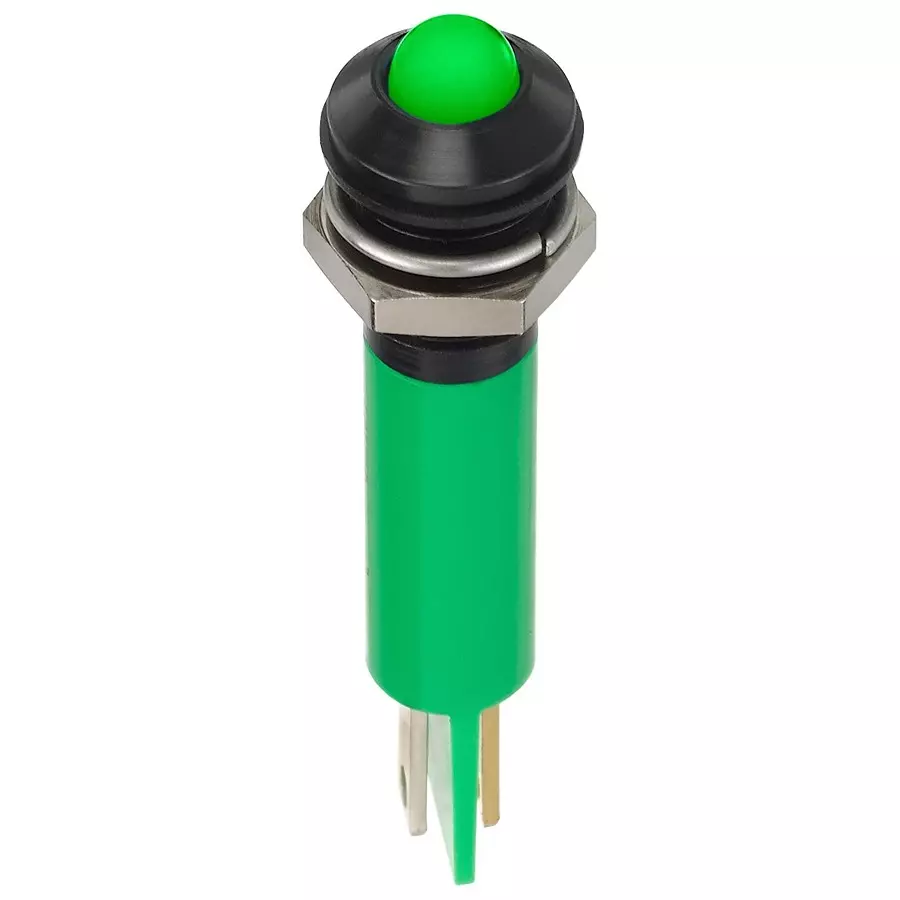 APEM LED INDICATOR, PANEL, 8MM, GREEN, 220VAC, Q8P1BXXHG220E