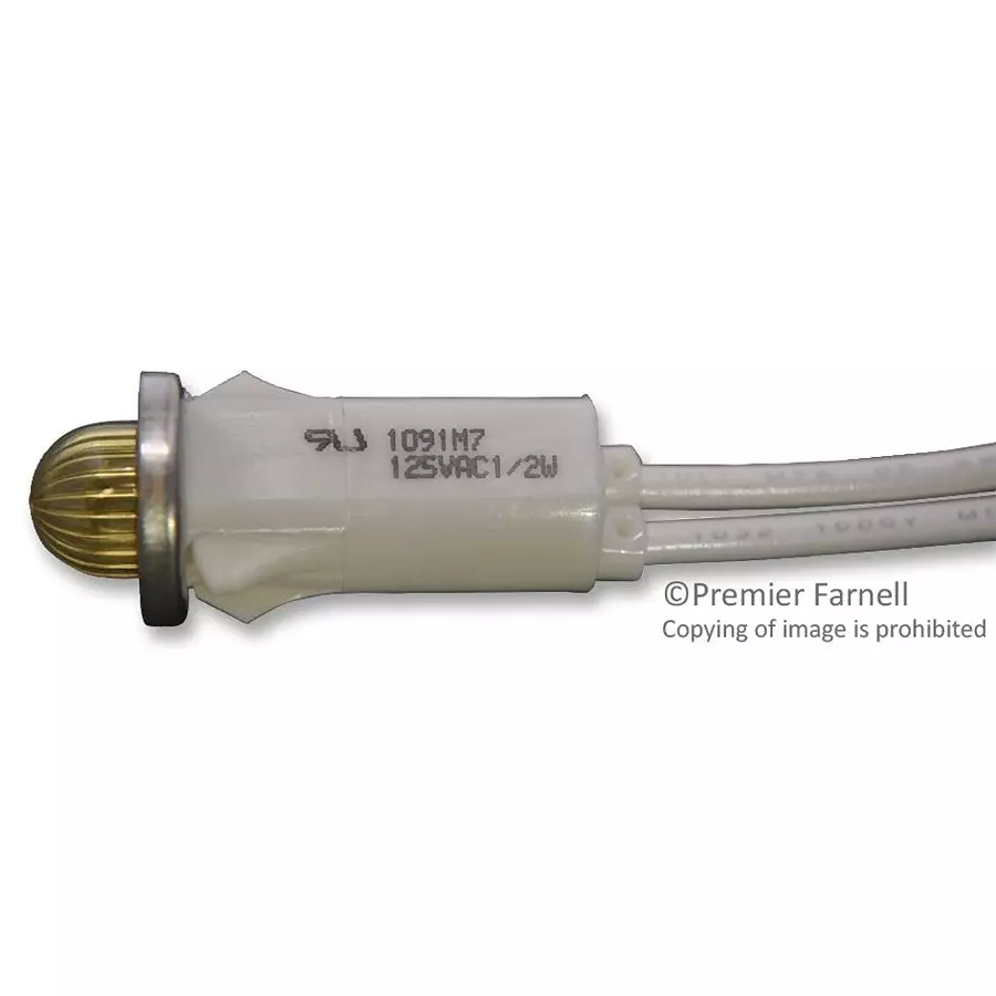 VCC PANEL MOUNT INDICATOR, LED, 12.7MM, YELLOW, 125V, 1091M7-125VAC