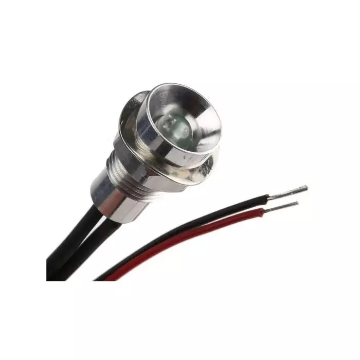 Oxley Green Panel Mount Indicator, 8 mm Mounting Hole Size, Lead Wires Termination, IP67, OXL/CLH/80/12AC/FL30/Green