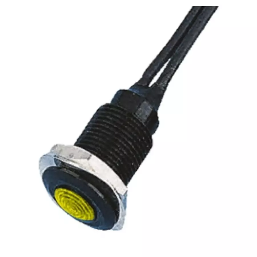 Oxley Yellow Panel Mount Indicator, 10.2 mm Mounting Hole Size, Lead Wires Termination, OXL/CLH/100/FL30/YW