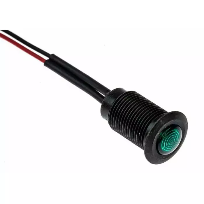 Oxley Green Panel Mount Indicator, 230V ac, 10.2 mm Mounting Hole Size, Lead Wires Termination, IP66, OXL/CLH/100/230/FL30/GN