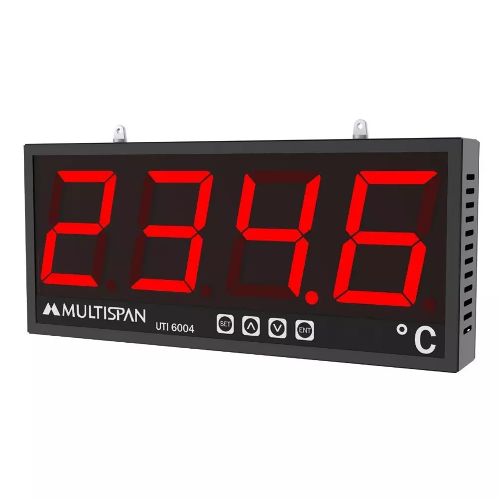 Multispan Jumbo Display Temperature Indicator 4-Digit, 100 mm (4 inch) Red LED Dual Side 100–270 V AC, UTI-6004