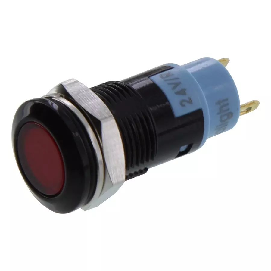 DIALIGHT PANEL MOUNT INDICATOR, LED, 12MM, RED, 24V, 612-3132-140F.