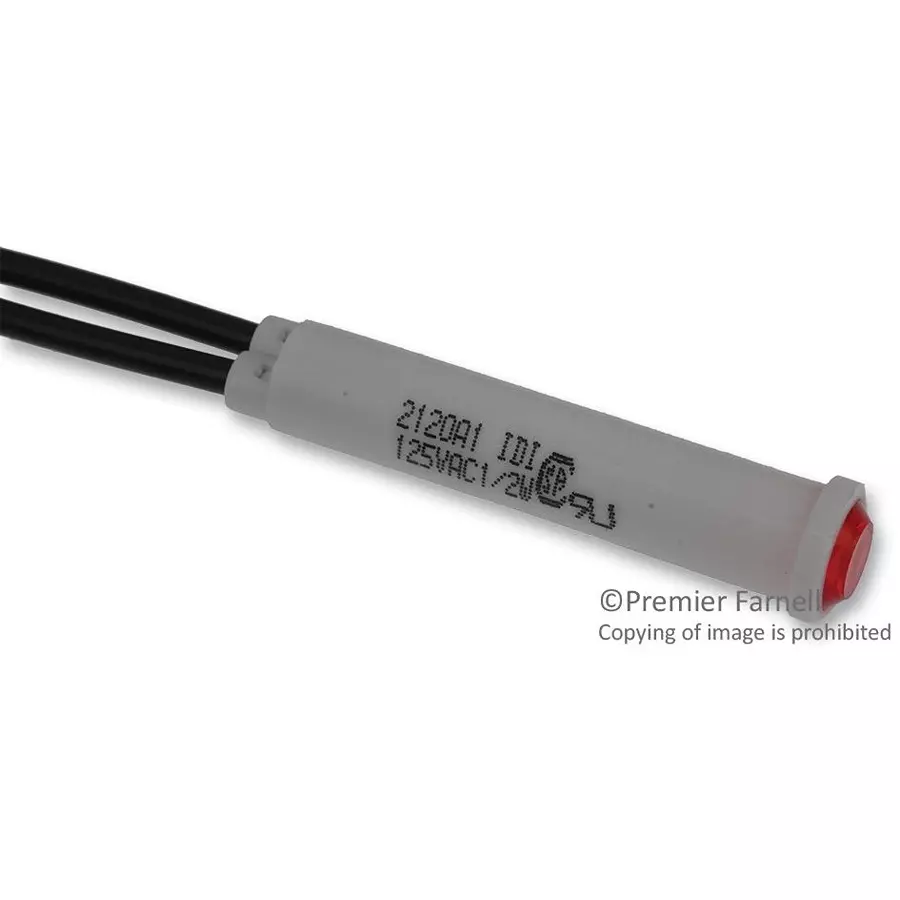 VCC LAMP, INDICATOR, NEON, RED, 125V, 2120A1.