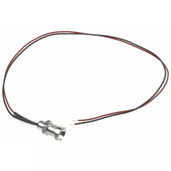 Oxley Red Panel Mount Indicator, 8 mm Mounting Hole Size, Lead Wires Termination, IP68, OXL/CLH/80/24AC/FL30/AlGaAs Red
