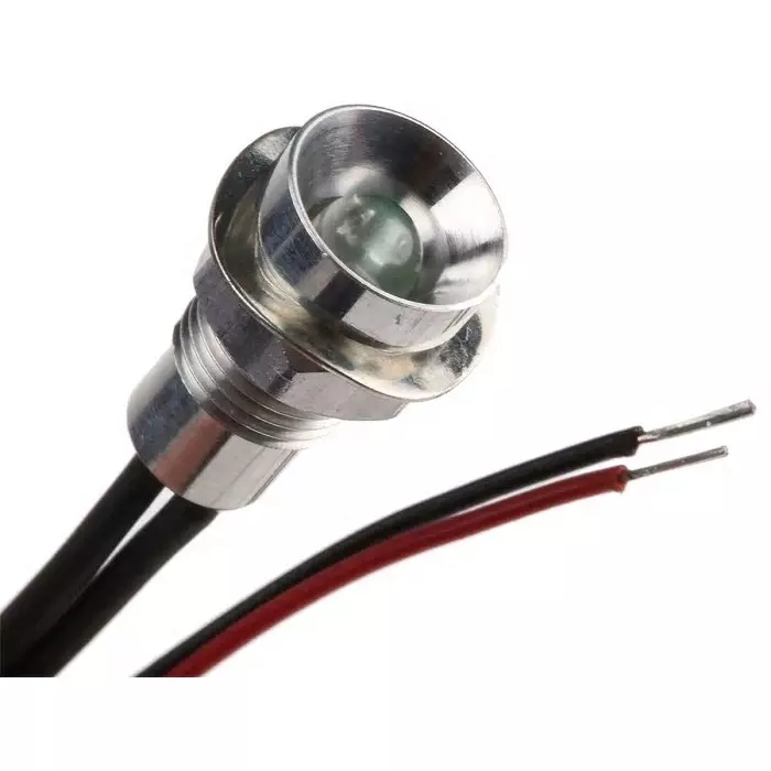 Oxley Red Panel Mount Indicator, 8 mm Mounting Hole Size, Lead Wires Termination, IP67, OXL/CLH/80/12AC/FL30/AlGaAs Red