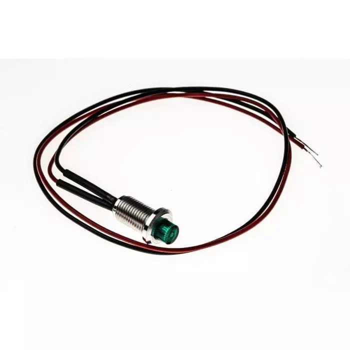 Oxley Green Panel Mount Indicator, 24V ac, 6.4 mm Mounting Hole Size, Lead Wires Termination, IP66, OXL/CLH/63/P/24AC/FL30/GN
