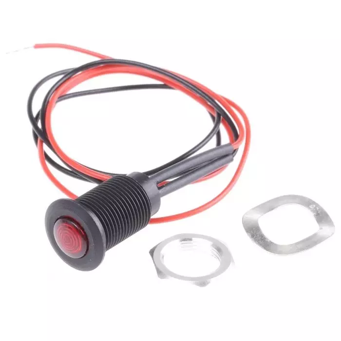 Oxley Red Panel Mount Indicator, 10.2 mm Mounting Hole Size, Lead Wires Termination, OXL/CLH/100/FL30/AL