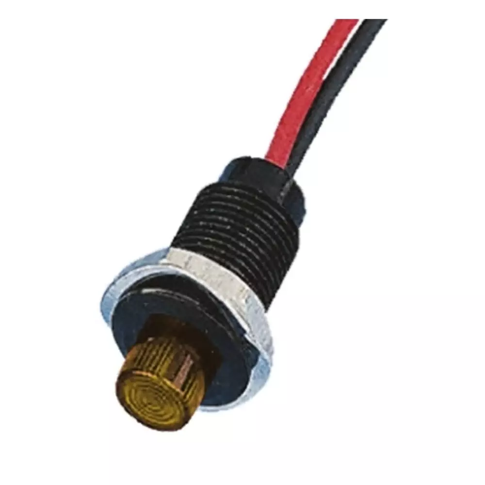 Oxley Yellow Panel Mount Indicator, 230V ac, 10.2 mm Mounting Hole Size, Lead Wires Termination, IP66, OXL/CLH/100/P/230/FL30/YW