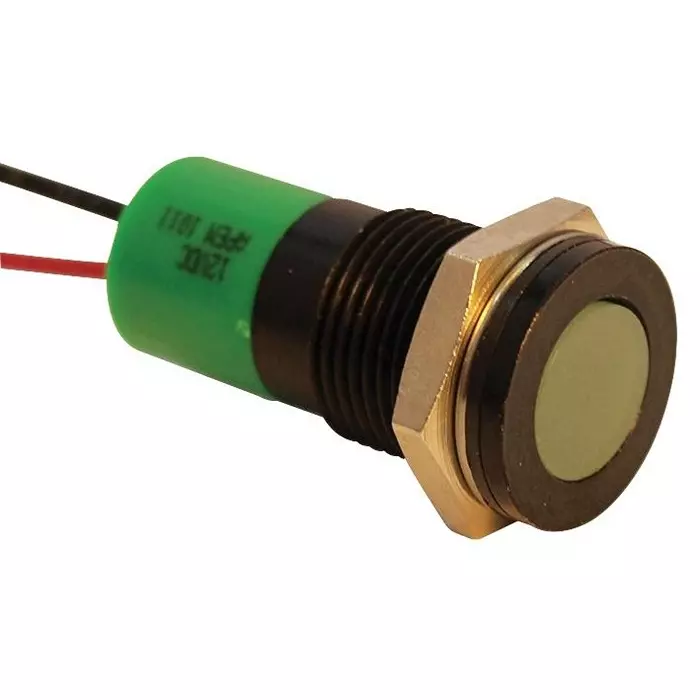 APEM INDIC FLUSH BLACK GREEN 12VDC,IP67, Q14F3BXXG12E
