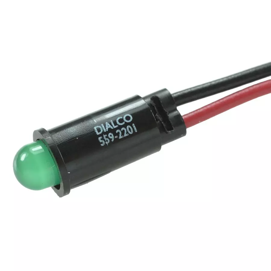 DIALIGHT PANEL MOUNT INDICATOR, LED, 6.35MM, GREEN, 2.1V, 559-2201-003F